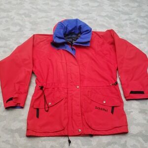 Schoffel Windbreaker Jacket Womens 12 Red Full Zip Pockets Gore-Tex Hooded